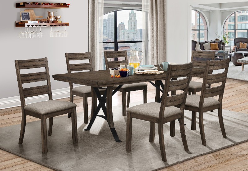 Casa Blanca 7 pc Portland weathered grey finish wood dining table set