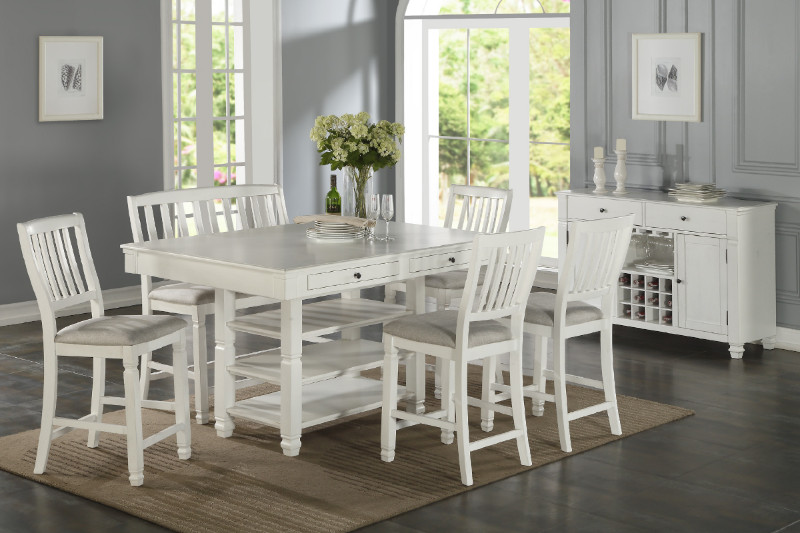 white rustic dining table set