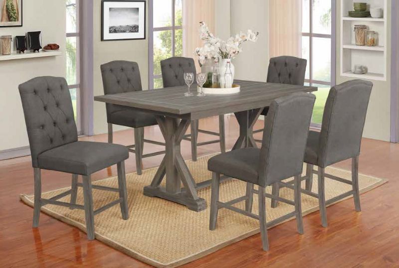 D304-7PC 7 pc Gracie oaks clarissa antique gray finish wood double