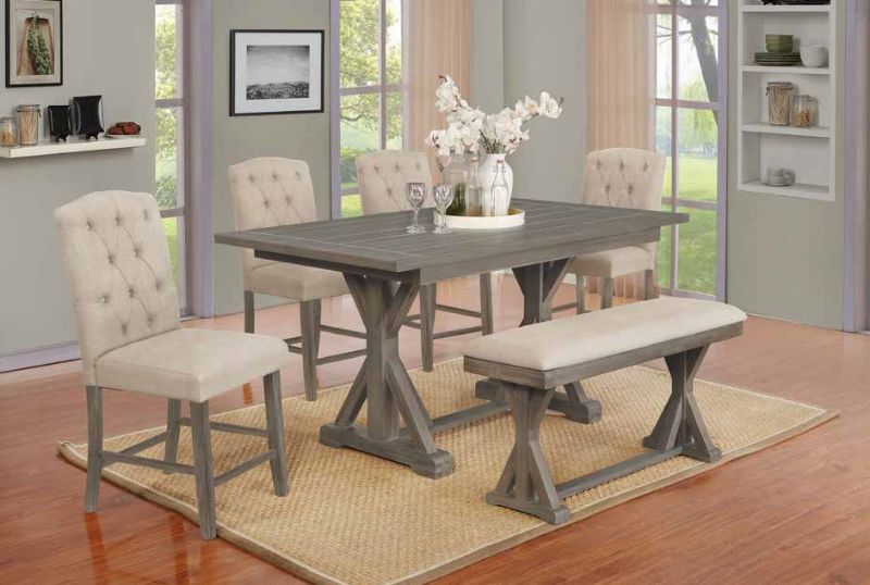 D3056PC 6 pc Gracie oaks clarissa antique rustic grey finish wood