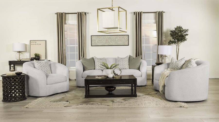 Coaster 509171-S2 2 pc Rainne latte colored fabric curved arms sofa and love seat set strick and bolton