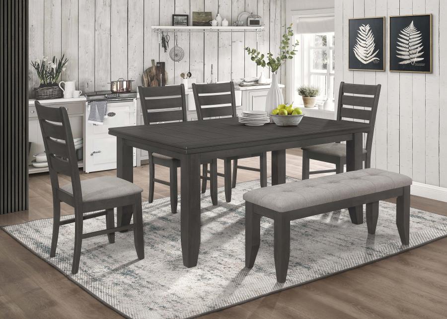 Coaster 102721GRY-S6 6 pc Wildon home Dalila dark grey wood finish rectangular dining table set