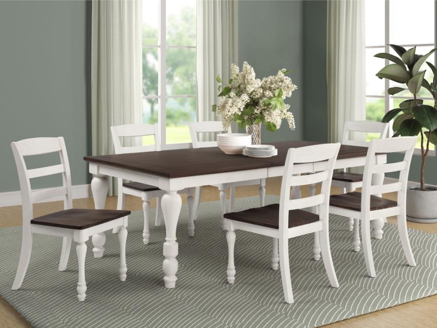 110381 7 pc Loon peak garebi madelyn dark cocoa / coastal white farmhouse style dining table set