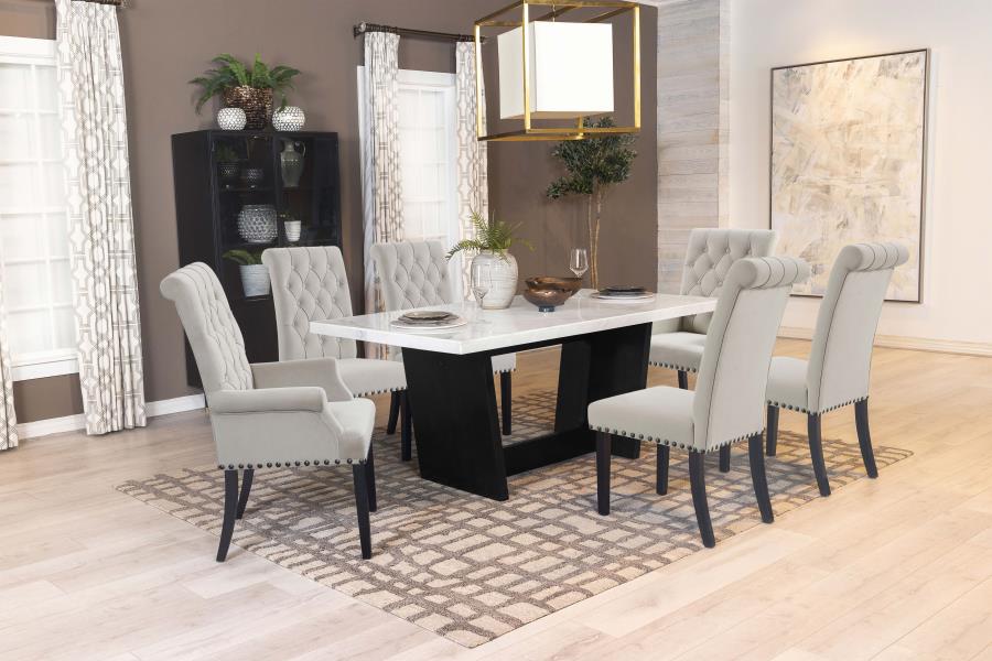 Coaster 115511-S7S 7 pc Charlton home osborne espresso finish wood white marble top dining table set