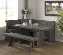 VH-1890 5 pc grey distressed finish wood solid pine breakfast nook table and benches caroleen loon peak