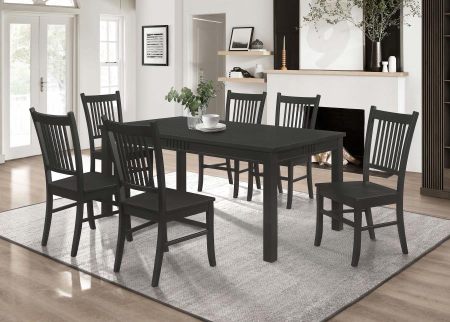 Coaster 123071-S7 7 pc Wildon home Marbrisa matte black finish wood dining table set 