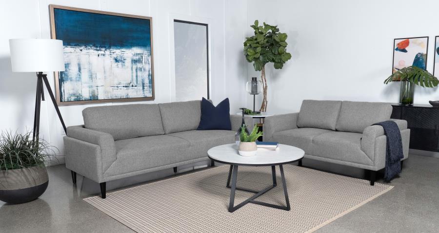 Coaster 509524-S2 2 pc Wildon home corliss grey fabric mid century modern sofa and love seat set