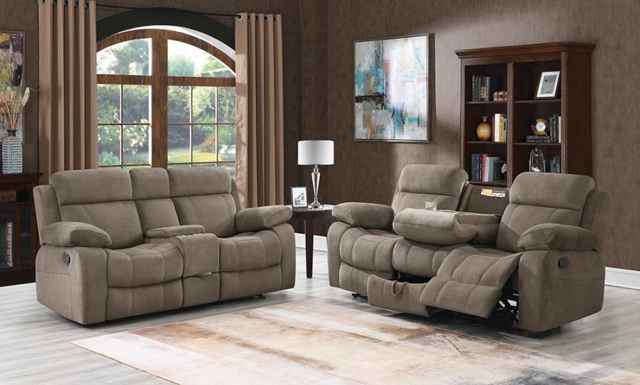 603031-32 2 pc Wildon home myleene mocha textured velvet reclining sofa and love seat set