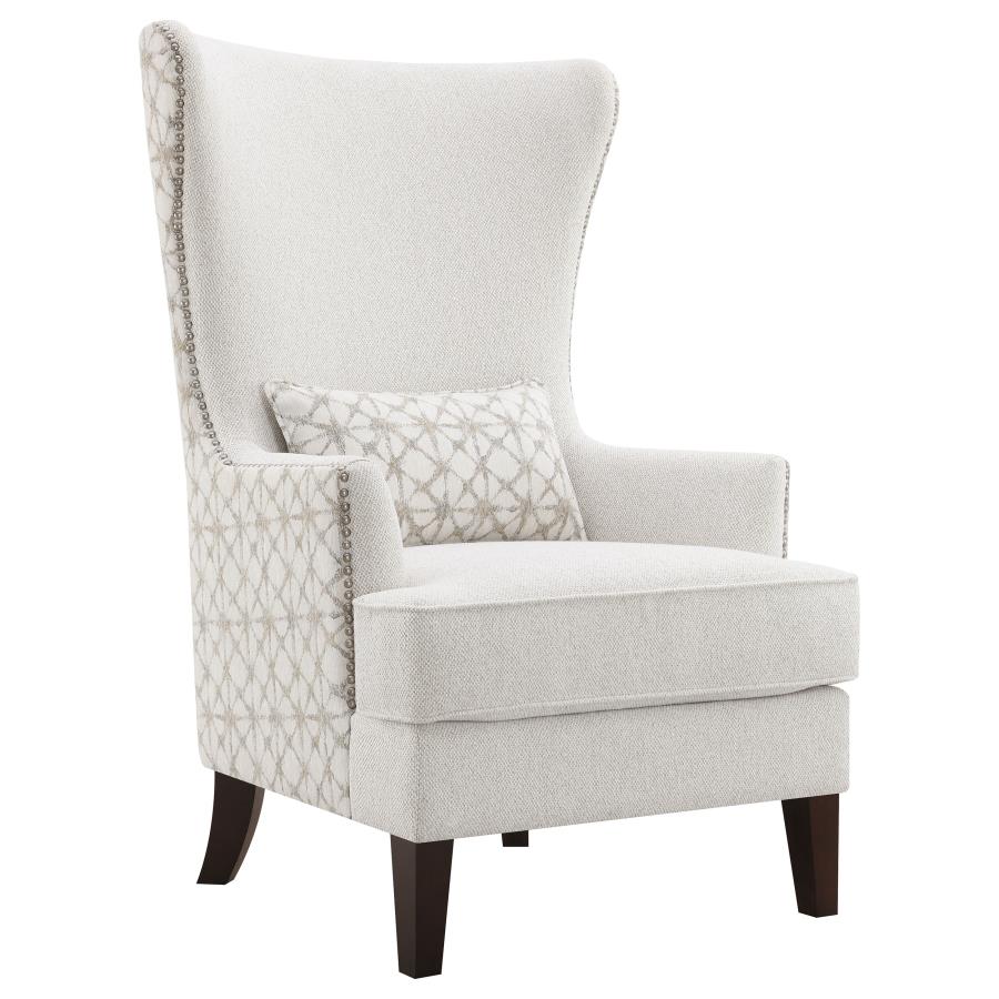 Coaster 904066 Wildon home ashleigh latte fabric high back wing chair nail head accents