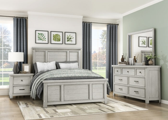 Homelegance 1458-4PC 4 pc Providence light grey finish wood paneled cottage  style queen bedroom set – AMB Furniture and Design