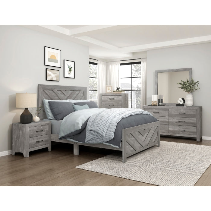 rustic grey dresser and nightstand set Furniture of America Vraif Brass Pull Handle Dresser, Mirror, 2-Piece Set, Rustic Gray, English Dovetail Drawers