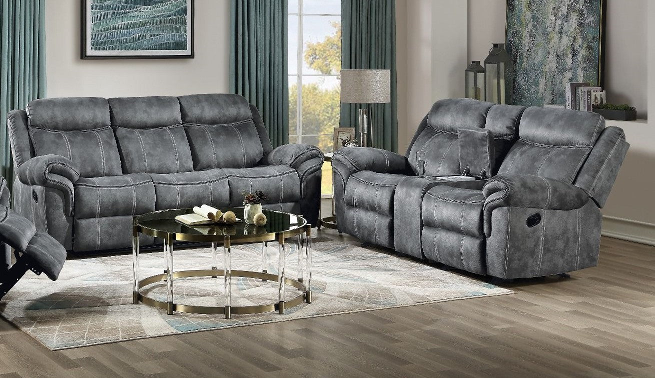 Acme 55025-26 2 pc Copper grove mudiyah zubaida 2 tone gray velvet