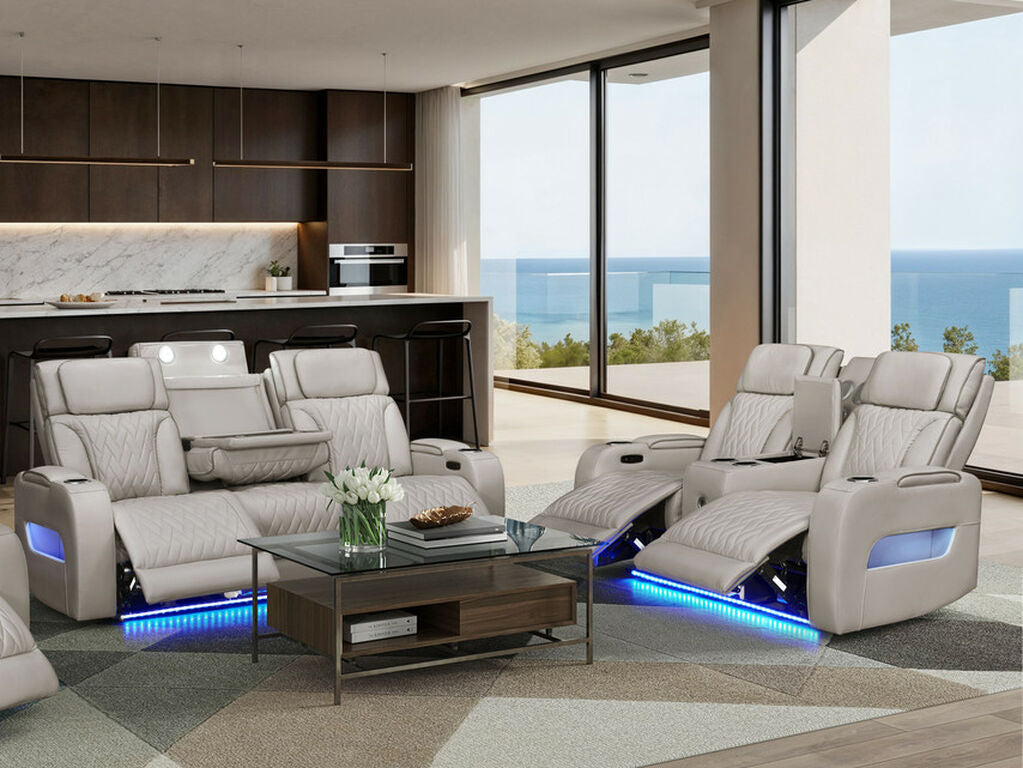 81641-SL Jazz Fortuner Ice Faux Leather Power Motion Sofa