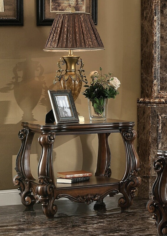 82121 Acme Versailles II Cherry Oak Wood Carved Accents Chair Side
