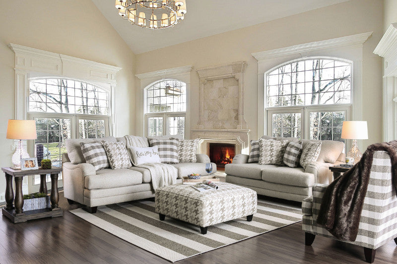 SM8280 2 pc Christine light gray linen like fabric sofa and love seat ...