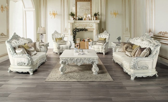 Acme LV01224-25 2 pc set Adara antique white finish wood pearl