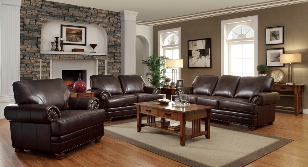 504411-12-13 3 pc. colton collection traditional style brown bonded ...