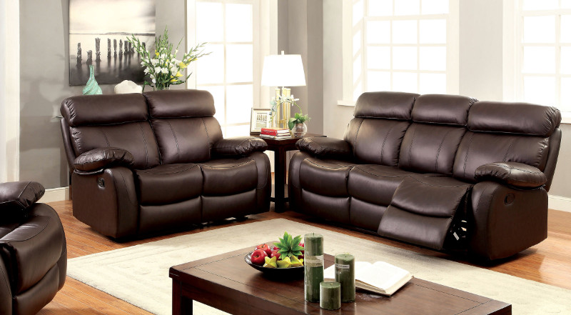 CM6193 2 pc myrtle brown top grain leather match sofa and love seat ...