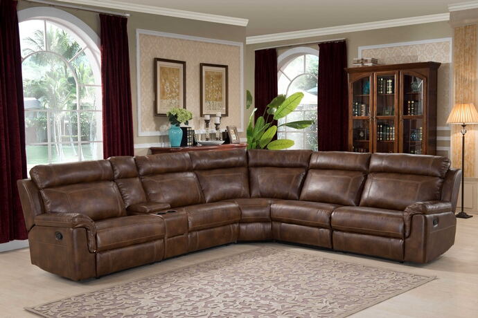 Clark 6 pc clark collection brown leather like fabric upholstered ...