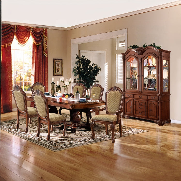 Chateau de Ville Cherry Finish Wood 7-Piece Double Pedestal Dining Table Set – 04075-7PC