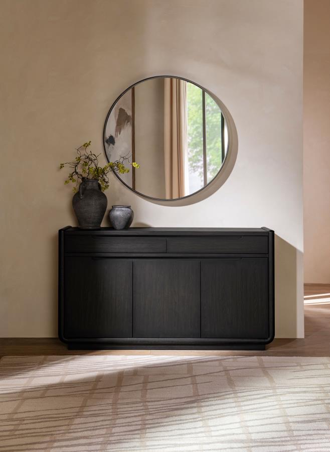 Coaster 115395 Leandro burnished black wood buffet server sideboard cabinet