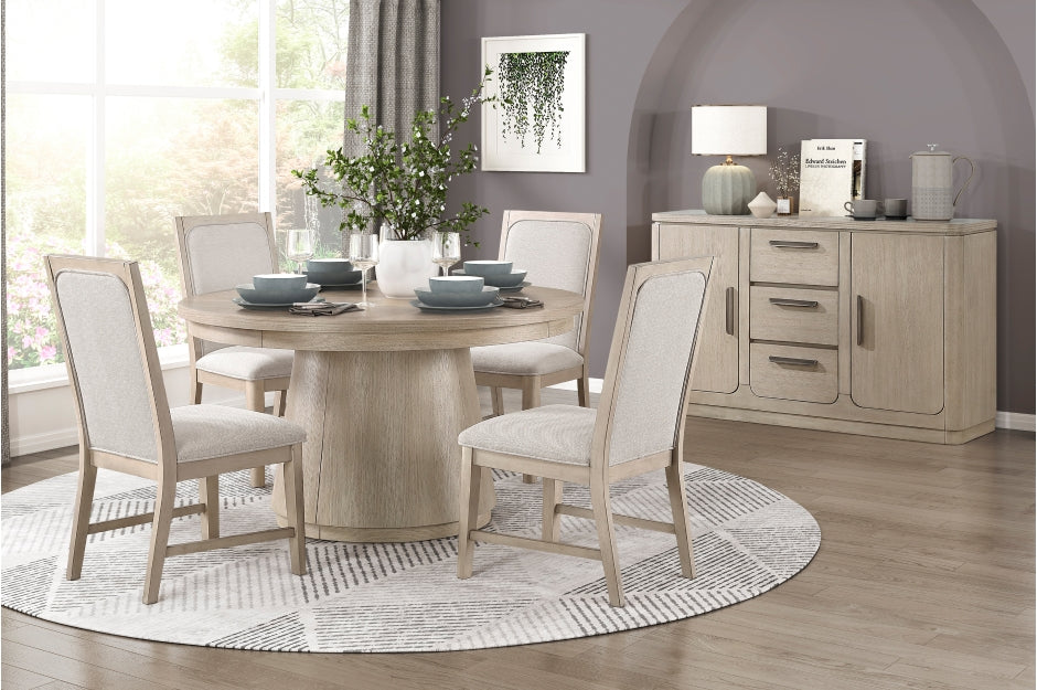 Homelegance Alita Distressed Light Grey 5-Piece Round Dining Table Set – 2477-54RD-5PC