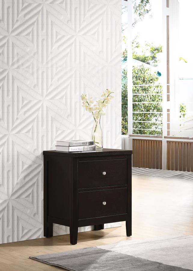 Coaster 202092 Carlton espresso finish wood bed side table nightstand with 2 drawers