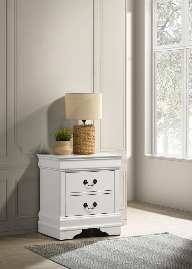 Coaster 202442 Louis philippe white finish wood bed side table nightstand