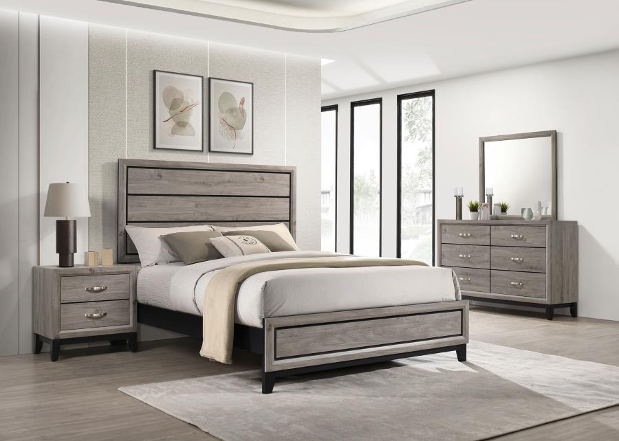 Valen Light Taupe 4-Piece Queen Bedroom Set with Groove Panel Bed – 215911Q-S4