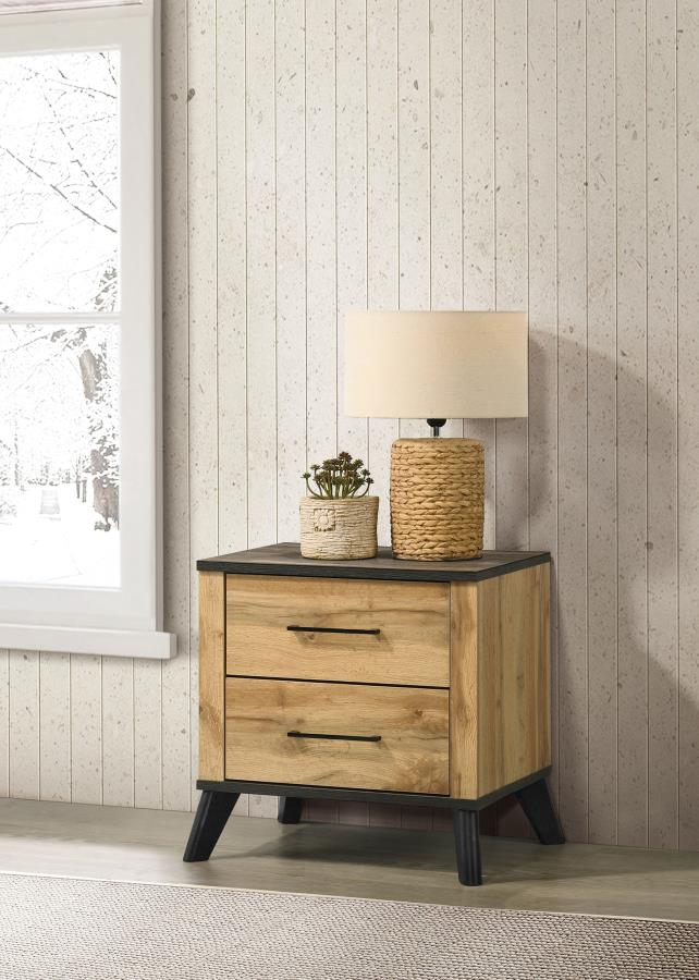 Coaster 225002 Kaywood weathered brown / natural pine finish wood 2 drawer nightstand