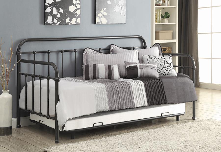 Coaster 300398 Gracie oaks mayo manor dark bronze metal finish daybed with slide out trundle **clearance**