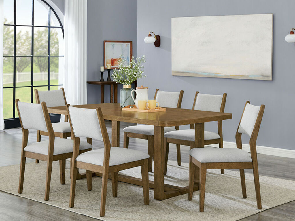 30062-2-7PC 7 pc Darla walnut oak finish wood 72" modern dining table set
