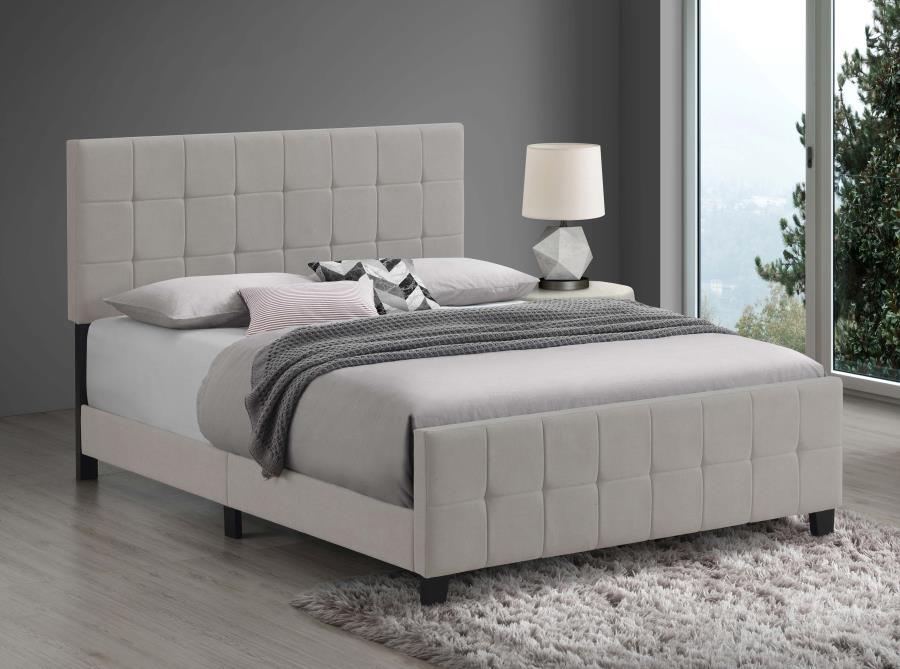 Fairfield Beige Upholstered Grid-Tufted Queen Panel Bed – 305952Q