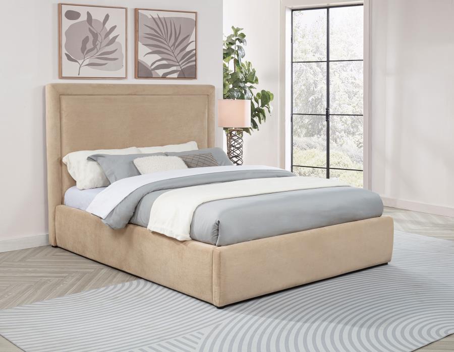 Lawson Light Saddle Fabric Queen Platform Bed with Padded Headboard – 315835LQ