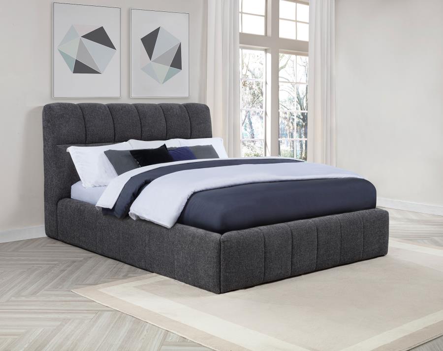 Coaster 315917GRYQ Nollet grey fabric upholstered padded headboard queen bed