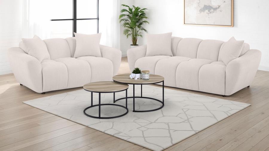 Coaster 509301-S2 2 pc Destino light grey chenille fabric sofa and love seat set rounded arms