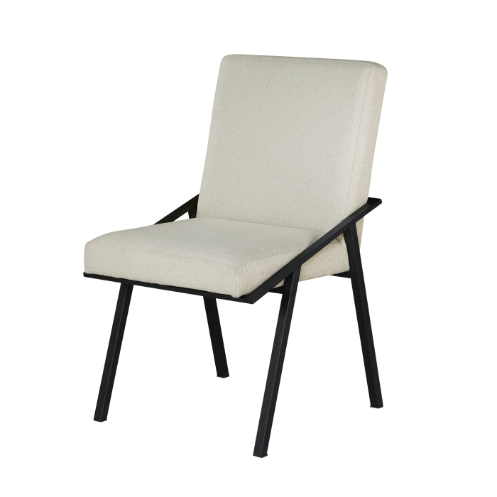 Homelegance 5939-S Set of 2 Rochelle black metal legs dining chairs cream fabric seats