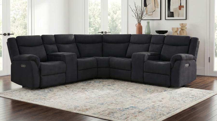 Coaster Hagen Steel Grey Fabric Power Reclining Sectional Sofa – 600500P