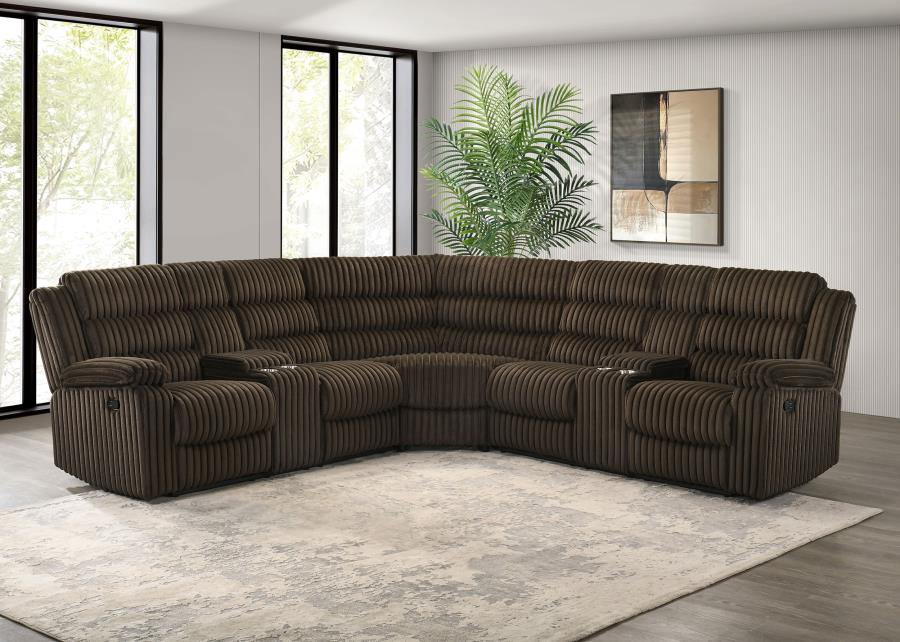 Coaster Atkinson Chocolate Corduroy Fabric Reclining Sectional Sofa – 601510