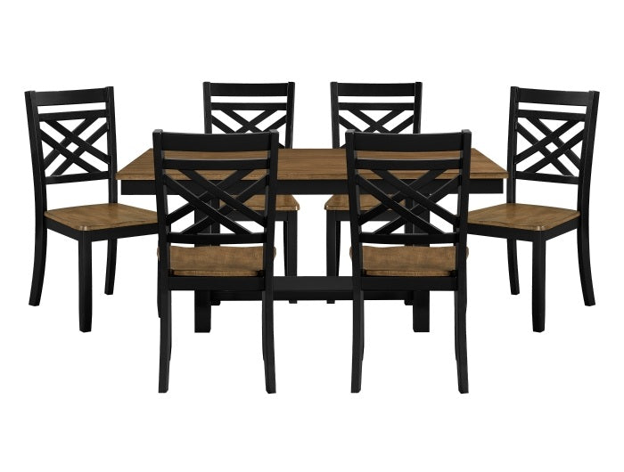 Homelegance 6022-65-7PC 7 pc Tyler two tone black and brown finish wood dining table set