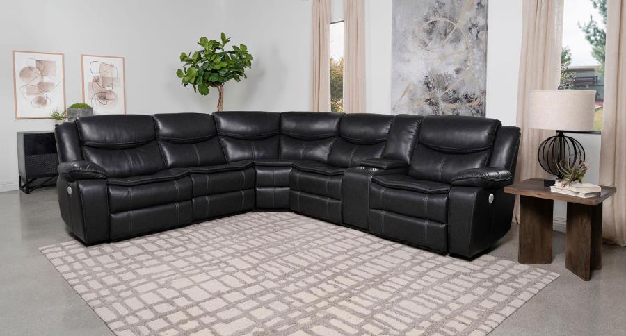 Coaster Sycamore Dark Grey Leatherette Power Reclining Sectional Sofa – 610200P