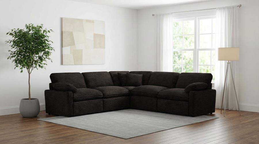 Coaster Collins Chocolate Brown Corduroy Power Motion Sectional Sofa with Charging Ports – 610350P