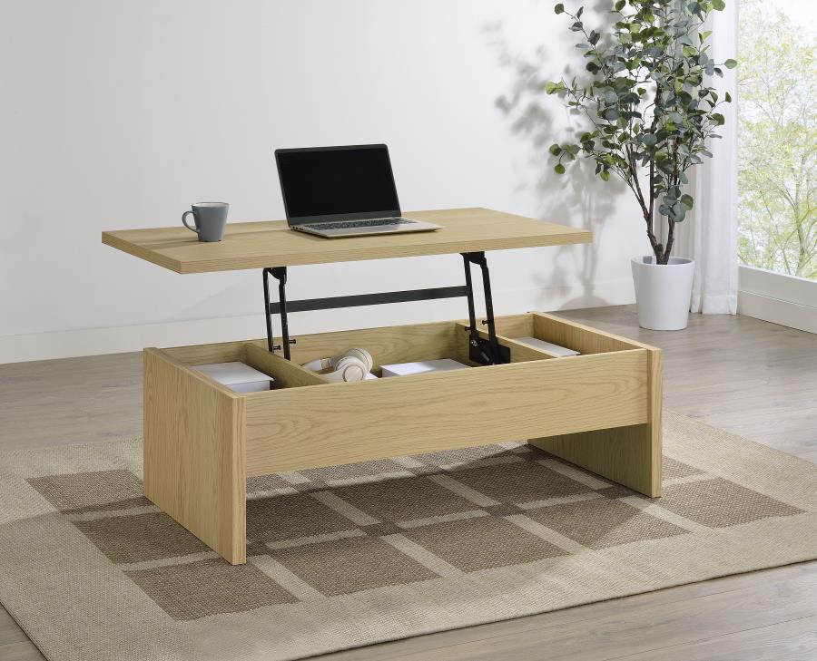 Coaster 706348 Canoga light oak finish wood 47" rectangular lift top coffee table