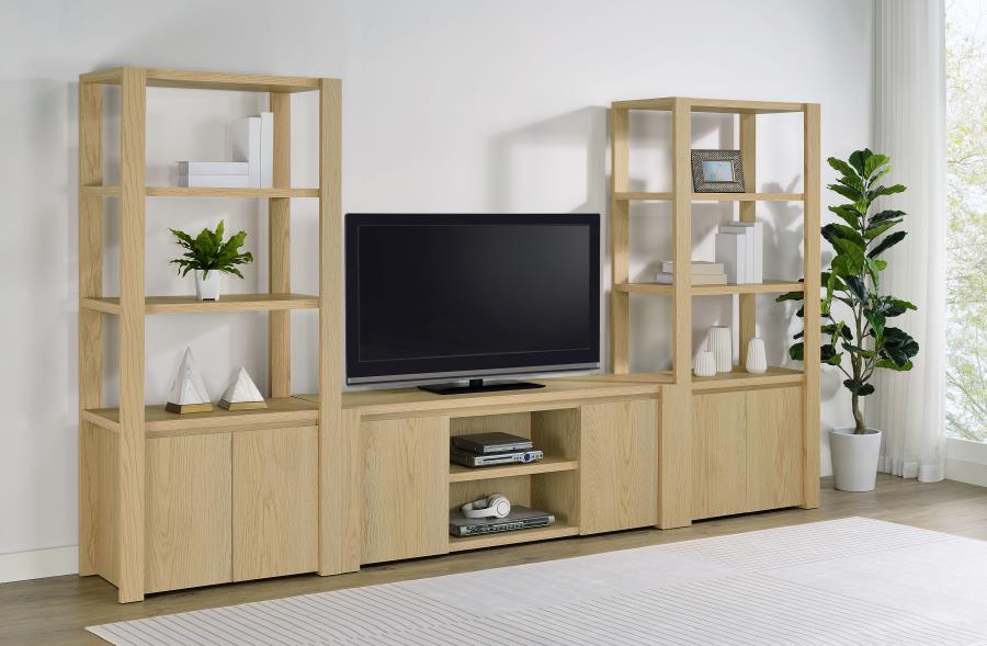 Coaster 708222-SET 3 pc Laurelton light oak finish wood modern TV stand entertainment center