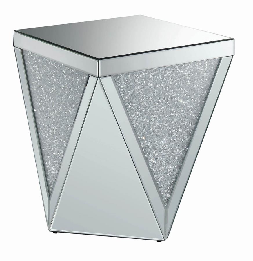 Coaster 722507-clearance Rosdorf park alessia glass mirror and crystal square modern end table