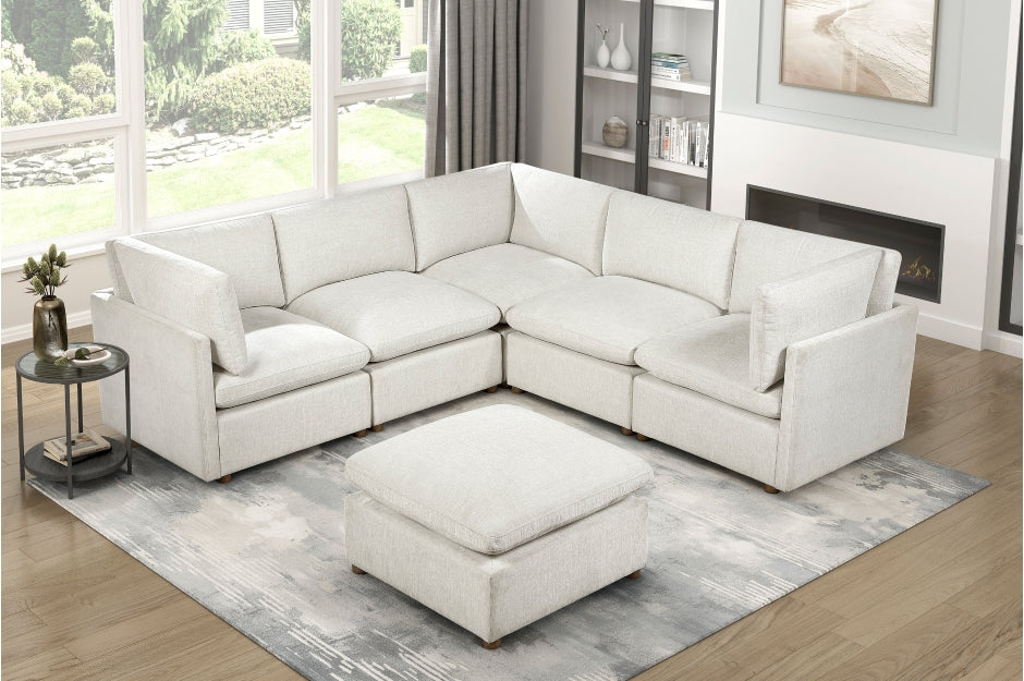 Homelegance Annex Beige Chenille 6-Piece Modular Sectional Sofa with Ottoman – 8338BE-63CR2ACOT