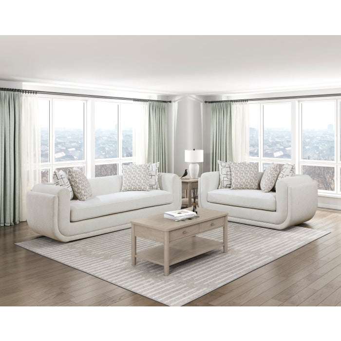 Nimbus Beige Chenille Sofa and Love Seat Set with Rounded Arms – 9188NBE-2PC