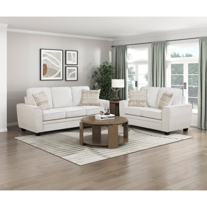 Zander Beige Chenille Sofa and Love Seat Set with Rounded Arms – 9745BE-2PC