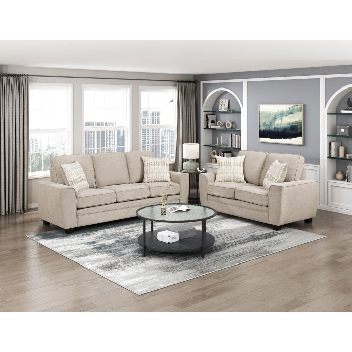 Zander Taupe Chenille Sofa and Love Seat Set with Rounded Arms – 9745TP-2PC