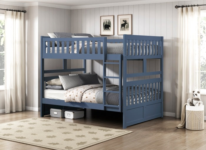 B2083BUFF-1 Darby home co orion dark blue finish wood full over full bunk bed